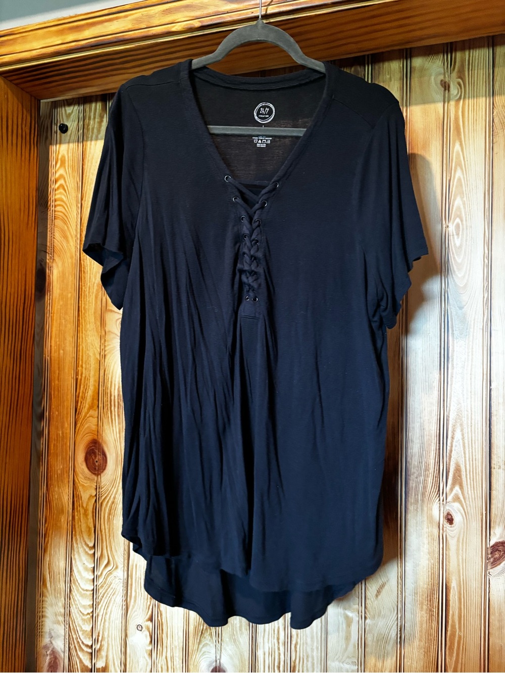 Maurice’s Black Lace-Up V-Neck Women's Top